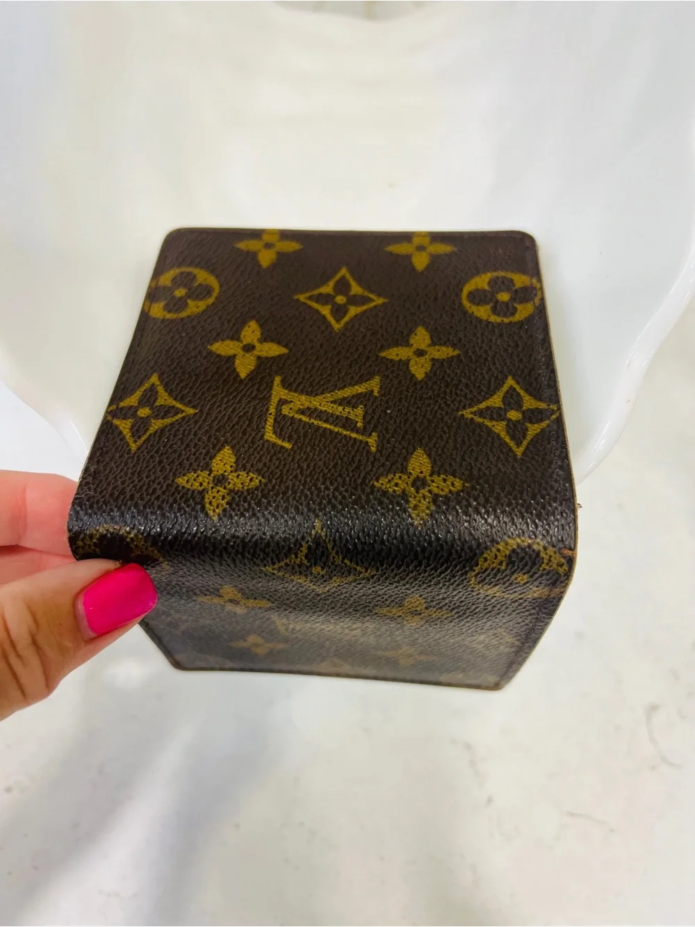 Louis Vuitton Monogram Vintage Bifold ID Wallet Brown Leather Repaired Authentic